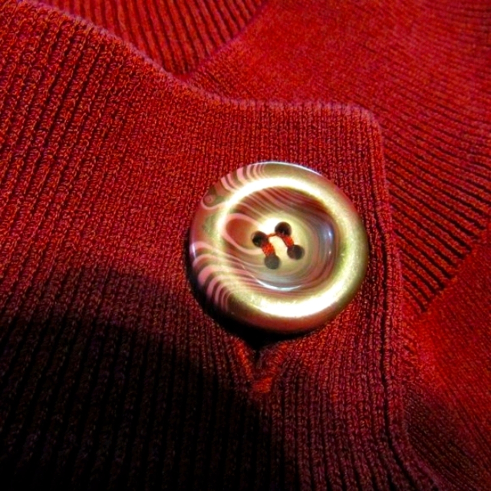 🌹 Lovely Deep Rich Bordeaux Burgundy Cropped One Button Cardigan - S - Picture 16 of 16